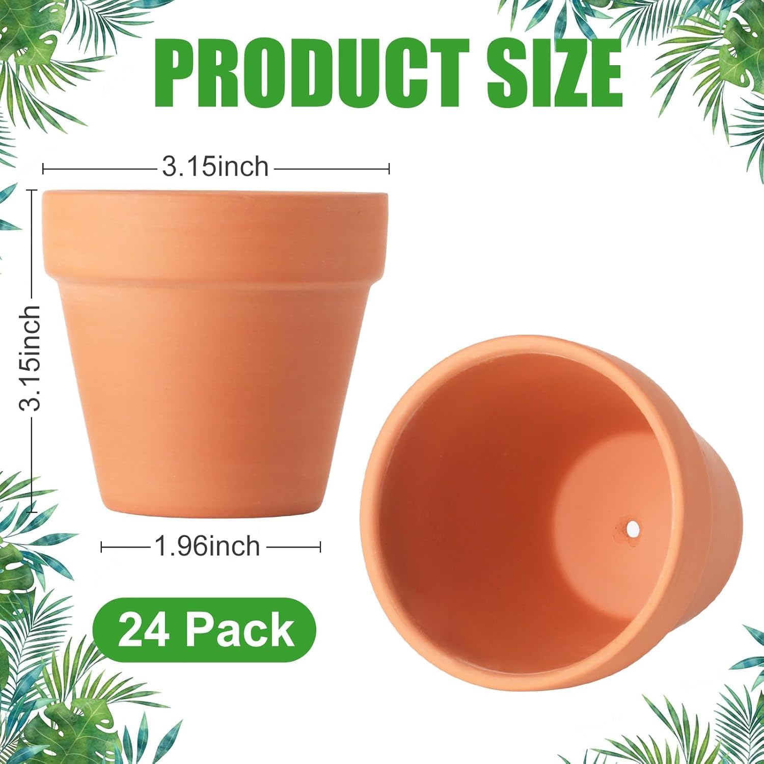 24 Pack 3 Inch Terracotta Pots, Mini Clay Pots with Drainage Holes,Cactus Flower Nursery Terra Cotta Pot for Indoor/Outdoor Succulent Plants, Crafts, Wedding Favor